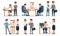 Group of Diverse Working People Vector Illustrated Set