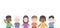 A group of diversity kids White, Black, African, Asian, Arabic, Albino cute character cartoon holding hand together illustration