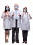 group of doctors in protective masks looking at you