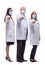 group of doctors in protective masks pointing at you