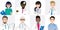Group of doctors team standing together in different poses. Team of medical workers vector