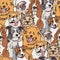 Group dogs seamless pattern color