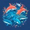 A group of dolphins swimming together in harmony can create a captivating and joyful t-shirt design.