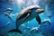 Group of dolphins under the sea., Undersea animals