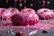 A group of donuts covered in pink icing and sprinkles. Generative AI image.