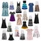 Group of dresses isolated