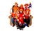 Group of Dutch soccer fan watching game