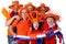 Group of Dutch soccer fans over white background