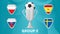 Group E of European football 2020 tournament final concept vector