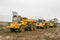 A group of earthmovers dumpers on site