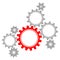 Group Of Eight Graphic Gears Red And Gray Big And Little