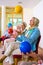 Group of elderly ladies in a seniors gym