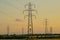 Group of electricity pylons