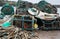 Group of Empty Crab Pots on Pier