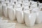 Group of empty white ceramic cups