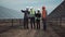 Group of engineers or technicians on a solar farm