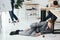 group of exhausted businesspeople sleeping