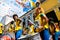 Group of female percussionists called Dida perform in the streets of Pelourinho, Salvador, Bahia