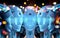 Group of female robots close to each others cyborg army concept 3d rendering