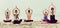 Group of females performing yoga on beach