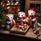 A group of ferrets in a tiny Santas workshop, crafting miniature gifts1