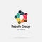 Group fire people logo handshake in a circle,Teamwork icon.vector illustrator