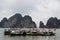 Group of fisherman boats with Vietnamese flags