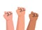 Group of fists raised up in air vector illustration