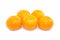 Group five Oranges on White Background