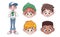 group of five young interracial teenagers boys kids heads characters