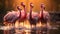 group of flamingos engaged in a synchronized dance, vibrant pink feathers, elegant display1