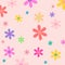 group of flower colorful blooming on pink wallpaper background for paper gift and textile