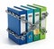 Group of folders wrapped with chains and padlock. 3D illustration