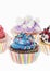 Group of Four Colorful Cupcakes Isolated