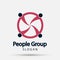 Group four people logo handshake in a circle,Teamwork icon.vector illustrator