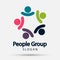 Group four people logo handshake in a circle,Teamwork icon.vector illustrator