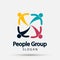 Group four people logo handshake in a circle,Teamwork icon.vector illustrator