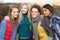 Group Of Four Teenage Female Friends In Autumn