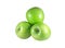 A group of fresh green apples isolated on white background with clipping path