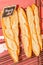 Group of, freshly baked baguettes, for sale