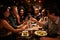 Group Of Friends Enjoying Meal In Restaurant