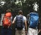 Group of friends going for trekking