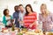 Group Of Friends Having Dinner Party At Home