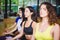 Group of friends Multi-ethnic group diversity in yoga and meditation classes to refresh the mind and spirit, with  concept of