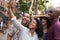 Group Of Friends Posing For Selfie On Street In New York City