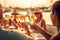 Group of Friends Relaxing on a Luxury Yacht, Savoring Champagne, and Enjoying Fun-filled Sailing in the Serene Sea. created with