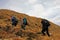 Group of friends trekking on the mountain