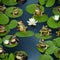 A group of frogs gathered around a lily pad, singing and croaking a New Years Eve tune5