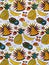 Group of Fruit Banana, Berries, Pineapple, Cherry Beutiful Seamless pattern