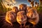 Group of funny hamsters is taking pictures on the phone. AI Generated